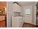 Practical laundry room with overhead cabinets and a convenient exterior door at 8172 Shottery Ter, Indianapolis, IN 46268