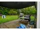 Covered patio with grilling area, picnic table, and seating perfect for entertaining and relaxation at 8172 Shottery Ter, Indianapolis, IN 46268