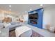 Cozy basement features modern fireplace, comfortable seating, and stylish decor at 8205 Bass Dr, Nineveh, IN 46164