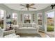 Inviting sunroom filled with natural light, neutral color palette, and walkout access to the yard at 129 W Clear Lake Ln, Westfield, IN 46074