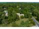 Birds-eye view showcases a secluded home surrounded by lush greenery and mature trees, offering privacy and natural beauty at 1409 S Harmony Trl, Greenfield, IN 46140