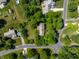 Aerial shot showcases homes with lush greenery, providing a private and peaceful suburban living environment at 1409 S Harmony Trl, Greenfield, IN 46140