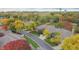 Stunning aerial view of a neighborhood in autumn with colorful trees and well-manicured lawns at 1738 Pathway S Dr, Greenwood, IN 46143