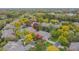 Gorgeous aerial view of a residential area with lush trees in autumn colors, highlighting community landscaping at 1738 Pathway S Dr, Greenwood, IN 46143