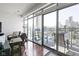 Charming balcony with seating offering city views and abundant sunlight at 802 N Meridian St # 204, Indianapolis, IN 46204