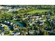 A scenic aerial view of a suburban neighborhood featuring tree-lined streets, ponds, and well-maintained homes at 11907 Ledgestone Cir, Fishers, IN 46037