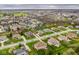 Wide aerial view of a neighborhood highlighting many homes, streets, and community spaces at 12526 Pembrooke Cir, Carmel, IN 46032