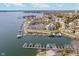 Expansive aerial shot showcasing an exclusive waterfront community with private docks on a picturesque lake setting at 20834 Waterscape Way, Noblesville, IN 46062