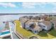 Stunning aerial view of waterfront community with boat docks and manicured lawns in a lake setting at 20834 Waterscape Way, Noblesville, IN 46062