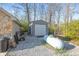 Backyard features a shed and a large propane tank, perfect for storage and outdoor living at 241 Melissa Ann Ct, Indianapolis, IN 46234