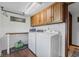 Functional laundry room with ample storage, folding table, and modern washer/dryer at 241 Melissa Ann Ct, Indianapolis, IN 46234