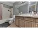 Simple bathroom with a vanity, mirror, and shower-tub combination at 3652 Yellow Poplar Ct, Indianapolis, IN 46222