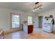 Bright kitchen with a kitchen island and a white gas range at 4254 N 200 W, Greenfield, IN 46140