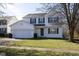Charming two-story home with a well-maintained lawn, attached two-car garage, and a classic green door at 6513 Kingsbury Way, Zionsville, IN 46077
