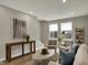 Comfortable living room with neutral tones, modern furniture, and large windows for ample light at 805 Switchyard Pl, Indianapolis, IN 46202