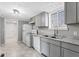 Efficient kitchen featuring gray cabinets and white appliances, creating a clean and functional space at 866 W 29Th St, Indianapolis, IN 46208