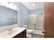 Bathroom with vanity sink and enclosed shower at 12 Danridge Dr, Danville, IN 46122