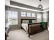 Serene main bedroom with tray ceilings, a decorative chandelier, and bright windows at 12127 Whisper Ridge Dr, Noblesville, IN 46060
