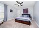This bedroom features carpet flooring and a ceiling fan at 12433 Harvest Glen Blvd, Fishers, IN 46037