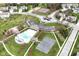 Aerial view of the community pool, playground, and tennis courts at 16753 Workington Way, Westfield, IN 46074