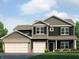 Inviting two-story home with a three-car garage and covered entryway and dark shutters at 2290 Oakmont Dr, Plainfield, IN 46168