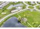 An aerial view of a community with a pool, parks, ponds, and well-maintained landscaping at 2992 Sentiment Ln, Greenwood, IN 46143