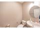 Charming powder room with a pedestal sink and white toilet at 6699 Dunkirk Dr, McCordsville, IN 46055