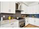 Modern kitchen with white cabinets, stainless steel range, and sleek countertops at 1020 Calvary St, Indianapolis, IN 46203