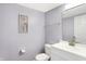 Stylish half bathroom features modern fixtures and a clean design at 12635 Braddock Ln, Noblesville, IN 46060