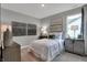 Bedroom with carpet, modern light fixture, a window and furniture at 181 Cline St, Westfield, IN 46074