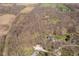 A high angle aerial view showcases the home nestled in a grove of trees, with a green yard at 534 1/2 Amos Dr, Zionsville, IN 46077