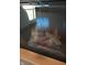 A close up shot of logs burning inside a glass-enclosed fireplace at 5603 S Randolph St, Indianapolis, IN 46227
