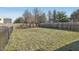 Fenced backyard with a mix of grass and bare spots under a blue sky at 6663 Black Antler Cir, Indianapolis, IN 46217