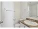 Bathroom featuring a toilet, sink, and vanity with a large mirror at 6663 Black Antler Cir, Indianapolis, IN 46217