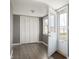 Bright entryway featuring vinyl floors, a large closet, and a door to the outdoor deck at 712 N Pendleton Ave, Pendleton, IN 46064