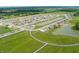 An aerial view of a Gathering-friendly neighborhood featuring ponds, community pool, and lush green spaces at 8919 Duncan St, Fortville, IN 46040