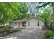 A well-maintained ranch home featuring a peach-colored front door and a landscaped front yard at 1740 Haynes Ave, Indianapolis, IN 46240
