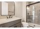 Modern bathroom featuring a glass-enclosed shower, sleek vanity, and contemporary finishes at 3787 Cherwell Dr, Zionsville, IN 46077