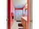 Bathroom showcasing a dual-sink vanity with tile flooring at 6843 Long Run Dr, Indianapolis, IN 46268