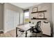 Versatile office space featuring a closet, modern décor, and a view of the outdoors at 7512 Manor Lake Ln, Indianapolis, IN 46268