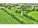 This aerial reveals a green field with a pond at 905 S Maple St, Fortville, IN 46040