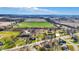 Overhead image highlighting the property's layout with ponds, mature trees, and the adjacent farmland at 905 S Maple St, Fortville, IN 46040