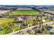 A bird's-eye view showcasing the ponds, winding paths, and greenery surrounding the property at 905 S Maple St, Fortville, IN 46040