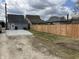 A fenced backyard features a gravel parking area next to a garage at 117 N 10Th St, Elwood, IN 46036