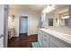 Bright bathroom featuring double sinks, modern fixtures, and plenty of counter space at 16164 Loire Valley Dr, Fishers, IN 46037