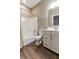 Bathroom featuring a bathtub shower combo, modern vanity, and neutral tones at 2326 Saddle Dr, Shelbyville, IN 46176