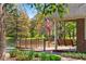 Outdoor space with water feature, wooden swing, and United States flag at 4491 N 75 W, Franklin, IN 46184