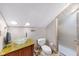 Modern bathroom with unique glass sink, stylish fixtures, and glass-door shower at 4491 N 75 W, Franklin, IN 46184