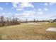 Large backyard boasts a scenic view with a pond and mature trees at 6724 Seattle Slew Dr, Whitestown, IN 46075