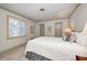 Bedroom featuring a queen bed, a large window with shutter and gray trim at 7943 Beaumont Green East Dr, Indianapolis, IN 46250
